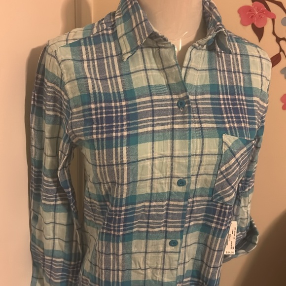 La Vie en Rose | Blue Plaid Pyjama Shirt Size XS NEW WITH TAGS - Picture 3 of 7